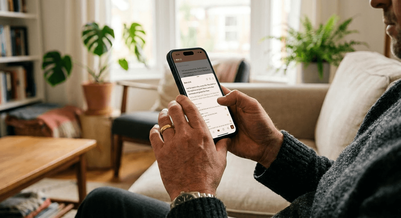 Male hand on Bible
