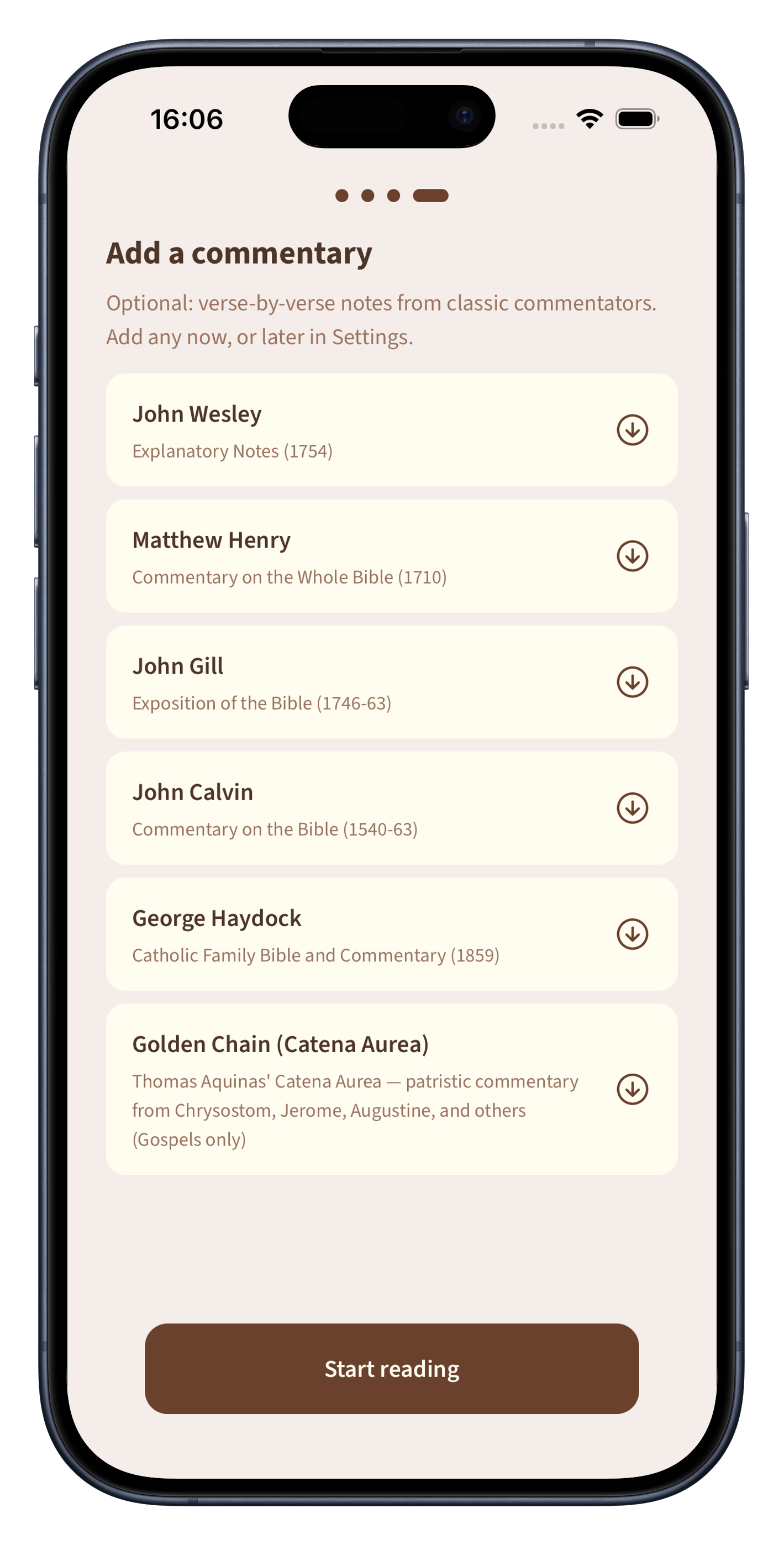 A list of classic commentaries to add, including Wesley, Matthew Henry, Gill, Calvin, Haydock, and the Golden Chain